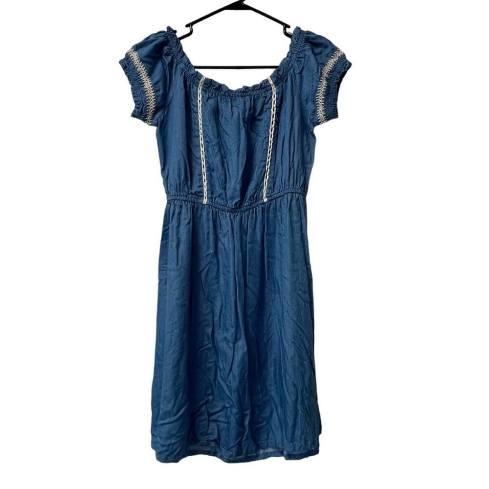 Lush Denim‎ Dress Women Stretchy Comfortable Size Large Preppy Beach Travel City